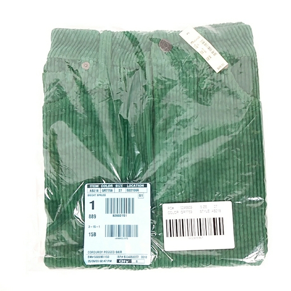 NWT Madewell Green Cordaroy Pegged Skirt - Picture 5 of 8